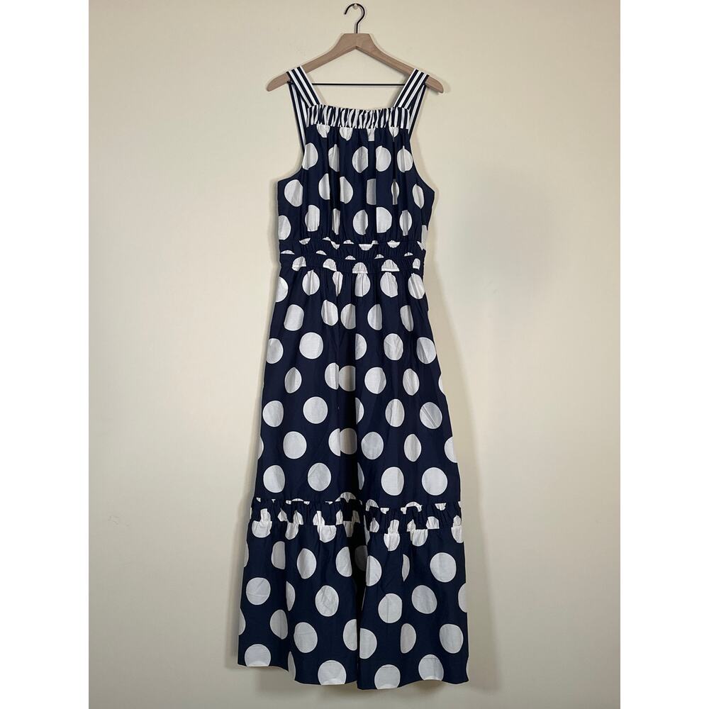 Anthropologie Somerset Poplin Halter Maxi Dress NWT XL Navy White Polka Dot - Picture 4 of 12